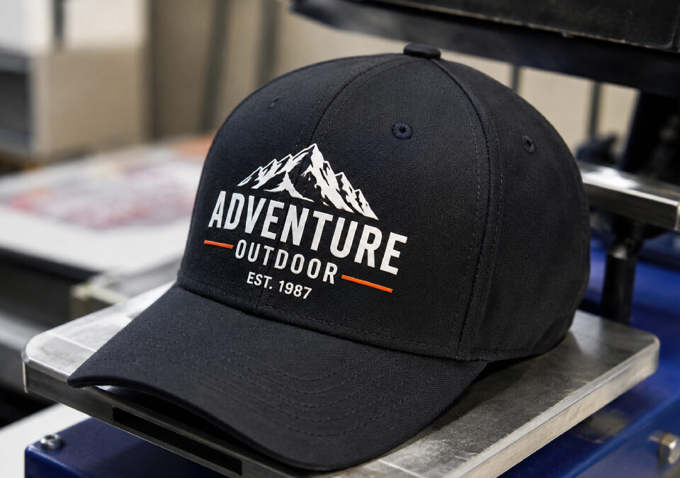 Professionell bedruckte Baseball-Cap mit Textiltransfer