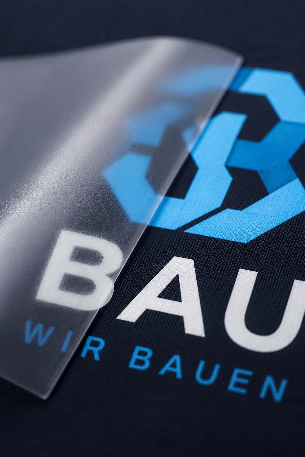 Nahaufnahme einer Transferfolie auf textilem Untergrund